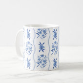 Blauw en wit botanisch mok (Voorkant links)