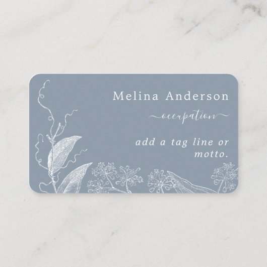 Blauw en wit botanisch Visitekaartje (Achterkant)