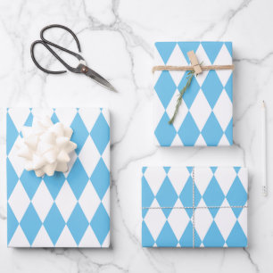 Blauw en wit Boven-Beieren ruitpatroon vlag Inpakpapier Vel