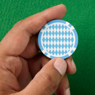Blauw en wit Boven-Beieren ruitpatroon vlag Poker Chips