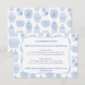 Blauw en wit bruiloft accommodaties register informatiekaartje (Voorkant / Achterkant)