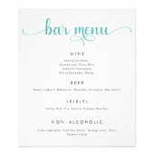 Blauw en Wit Bruiloft Bar Menu Poster (Voorkant)