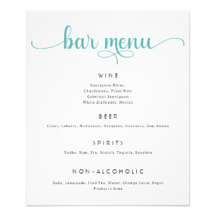 Blauw en Wit Bruiloft Bar Menu Poster