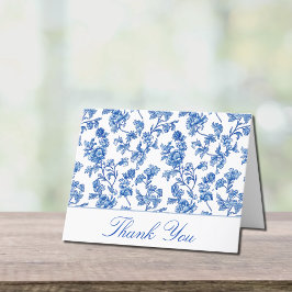 Blauw en wit bruiloft bedankkaartje bedankkaart