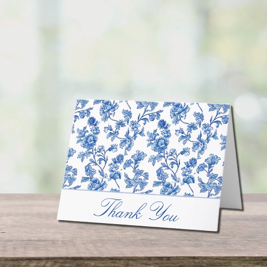 Blauw en wit bruiloft bedankkaartje bedankkaart