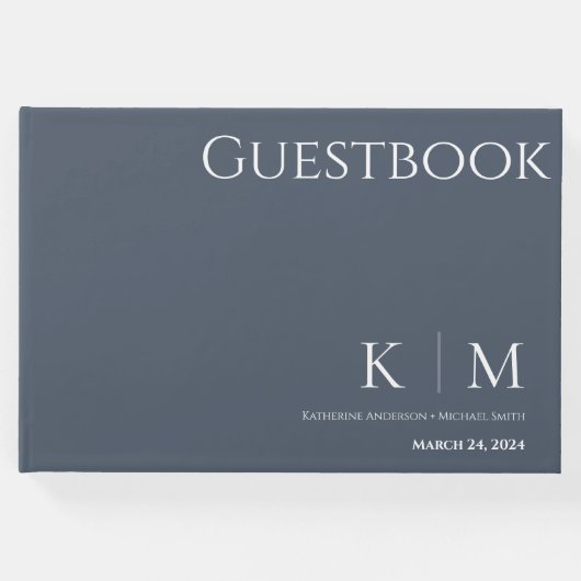 Blauw en wit-bruiloft gastenboek (Voorkant)