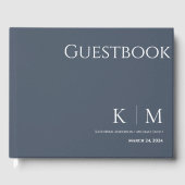 Blauw en wit-bruiloft gastenboek (Voorkant)