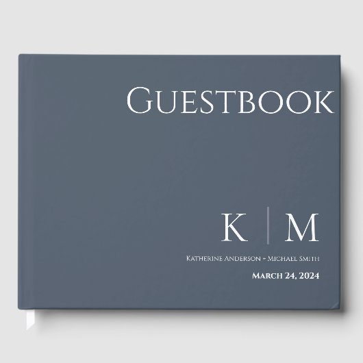 Blauw en wit-bruiloft gastenboek (Voorkant)