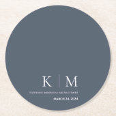 Blauw en wit-bruiloft papier Onderzetter (Voorkant)