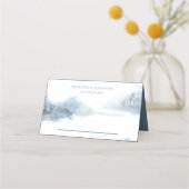 Blauw en wit bruiloft receptie plaatskaartje (Achterkant)