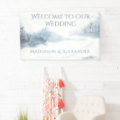 Blauw en wit bruiloft receptie spandoek (Insitu)