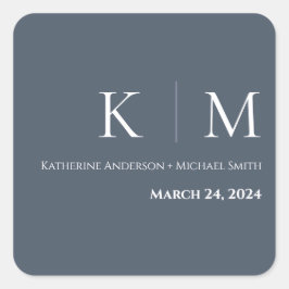 Blauw en Wit-Bruiloft- Vierkante Sticker