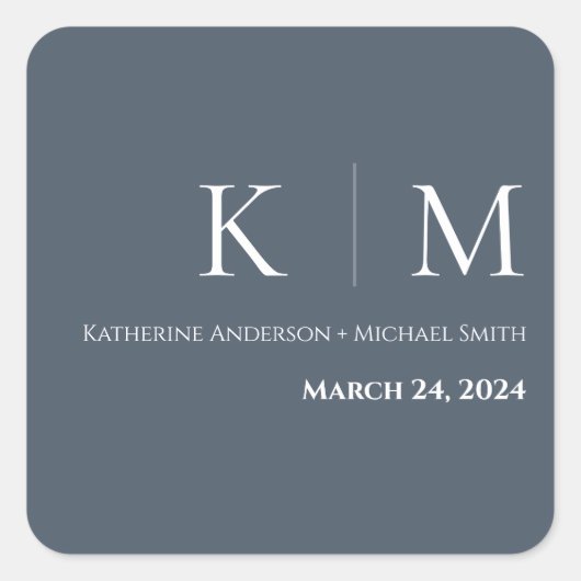 Blauw en Wit-Bruiloft- Vierkante Sticker (Voorkant)
