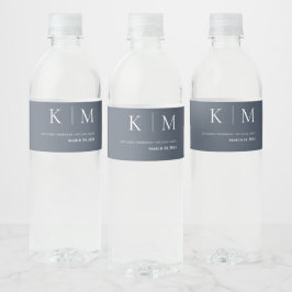 Blauw en Wit-Bruiloft- Waterfles Etiket