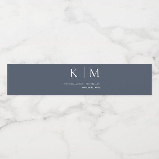 Blauw en Wit-Bruiloft- Waterfles Etiket (Enkel label)