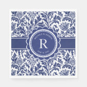 Blauw en wit bruiloft William Morris Monogram Servet (Voorkant)