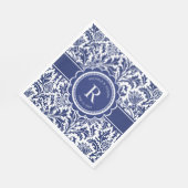 Blauw en wit bruiloft William Morris Monogram Servet (Hoek)
