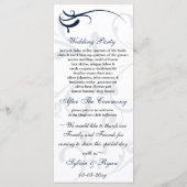 blauw en wit Bruiloftsprogramma Rack Kaart (Achterkant)