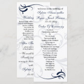 blauw en wit Bruiloftsprogramma Rack Kaart (Voorkant / Achterkant)