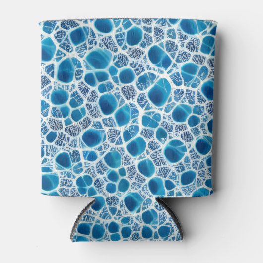 Blauw en wit, bruisend, Abstracte ijsmozaïek Blikjeskoeler (Voorkant)