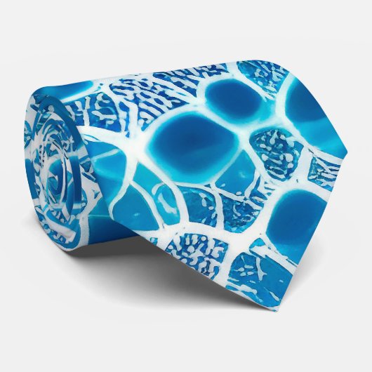 Blauw en wit, bruisend, Abstracte ijsmozaïek Stropdas (Opgerold)