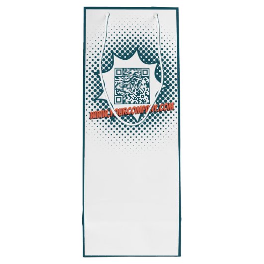 Blauw en wit bubbeltje bedankt! wijn cadeautas (Achterkant)