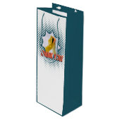 Blauw en wit bubbeltje bedankt! wijn cadeautas (Voorkant Gekanteld)