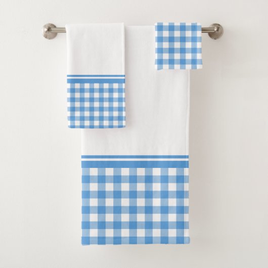 Blauw en wit buffelplaid bad handdoek (Insitu)
