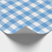 Blauw en wit buffelplaid cadeaupapier (Hoek)