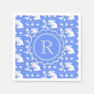 Blauw en wit Bunny Rabbits Style Pattern Servetten