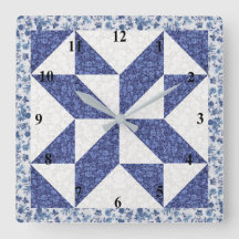 Blauw en wit Calico Faux Quilt