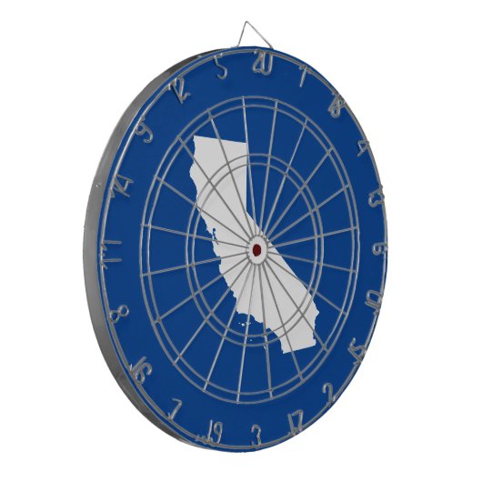 Blauw en wit Californië Dartbord (Voorkant Links)