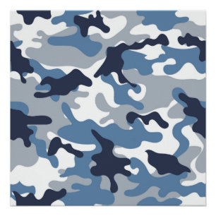 Blauw en wit Camouflage Perfect Poster