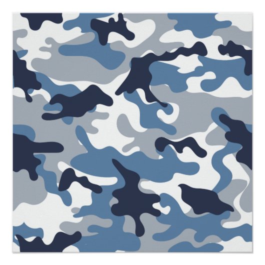 Blauw en wit Camouflage Perfect Poster (Voorkant)