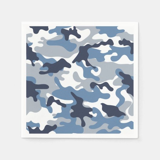Blauw en wit Camouflage Servetten (Voorkant)