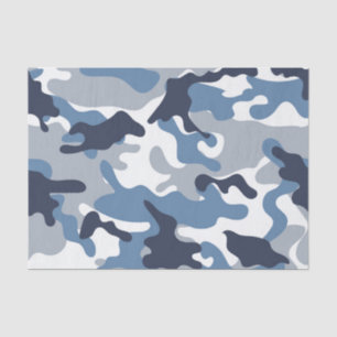 Blauw en wit Camouflage Tissuepapier