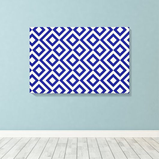 Blauw en wit canvas afdruk (Insitu (Houten vloer))