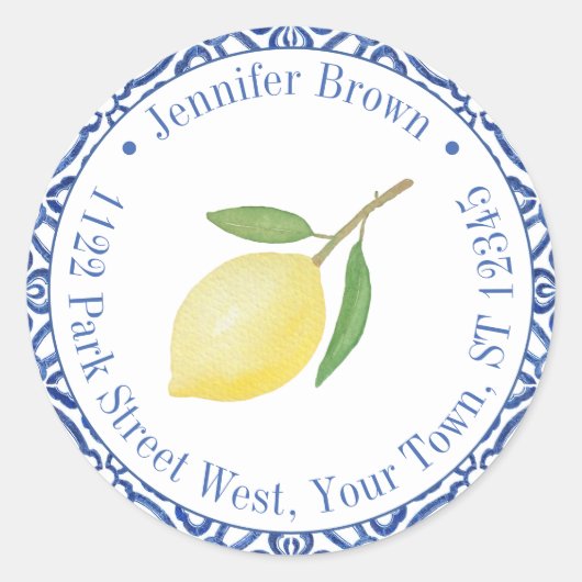 Blauw en wit Capri Citroen Trouw Retouradres  Ronde Sticker (Voorkant)