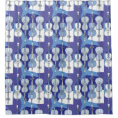 Blauw en Wit Cello Patroon Douchegordijn (Voorkant)