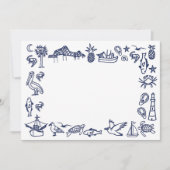 Blauw en wit Charleston Toile Border Kaart (Voorkant)