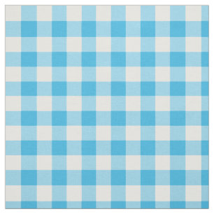  Blauw en Wit Check Gingham Fabric Stof