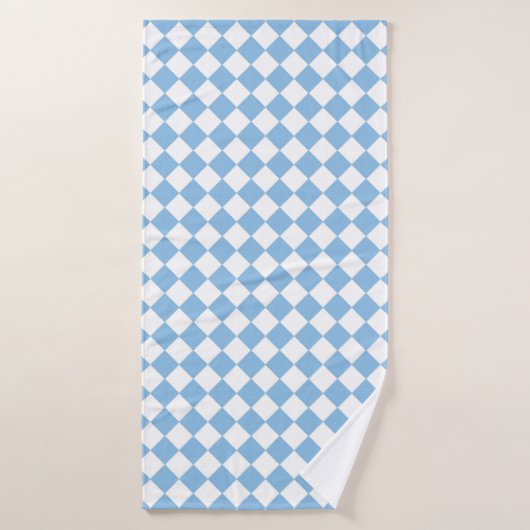 Blauw en Wit Checker Diamant Patroon Badhanddoek (Badhanddoek)