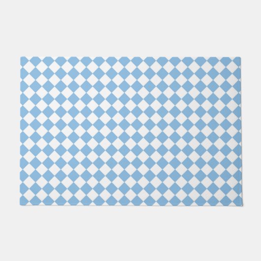 Blauw en Wit Checker Diamant Patroon Deurmat (Voorkant)