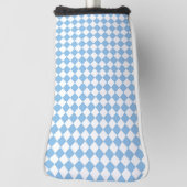 Blauw en Wit Checker Diamant Patroon Golfheadcover (Draai 90)