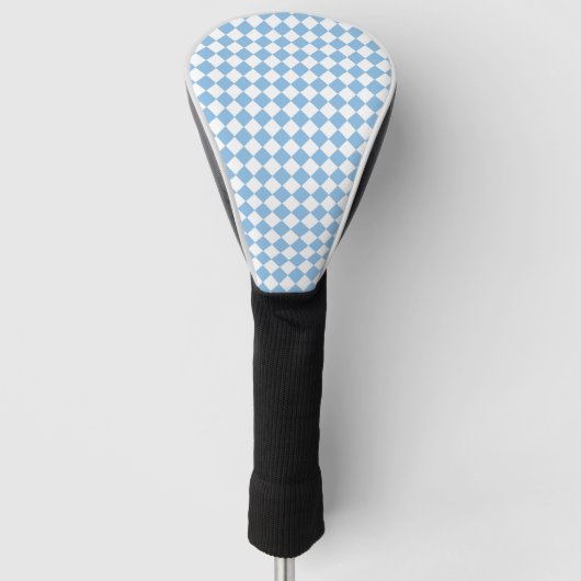 Blauw en Wit Checker Diamant Patroon Golfheadcover (Voorkant)