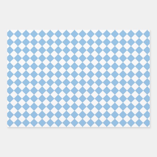 Blauw en Wit Checker Diamant Patroon Inpakpapier Vel (Voorkant 2)