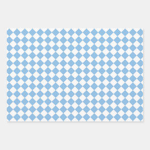 Blauw en Wit Checker Diamant Patroon Inpakpapier Vel