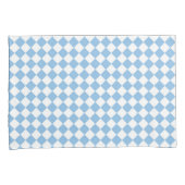 Blauw en Wit Checker Diamant Patroon Kussensloop (Voorkant-Rechts)