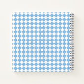 Blauw en Wit Checker Diamant Patroon Notitieboek (Achterkant)