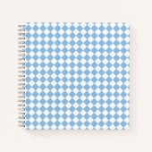 Blauw en Wit Checker Diamant Patroon Notitieboek (Voorkant)